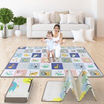 Baby Infant Crawl Area Rug Kids Game Play Mat Soft Cotton Brown Cushion Lounger 