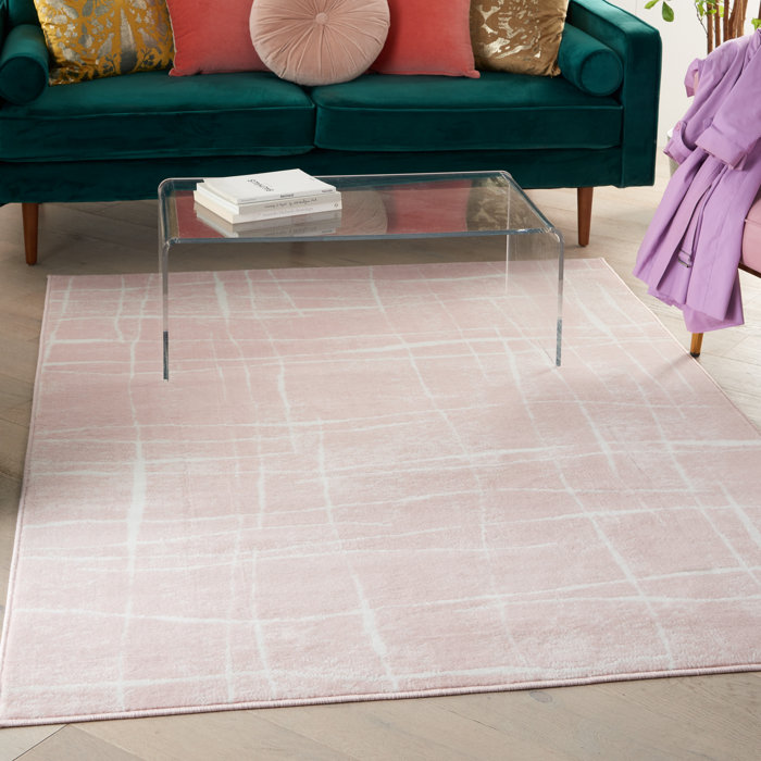 Wrought Studio Cohassey Performance Pink/White Rug & Reviews | Wayfair