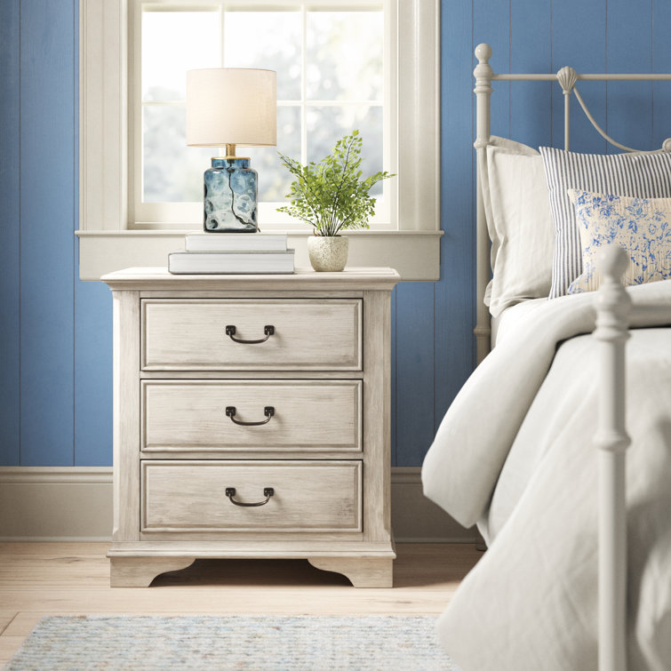 Bayside Cottage White Vintage 3 Drawer Nightstand