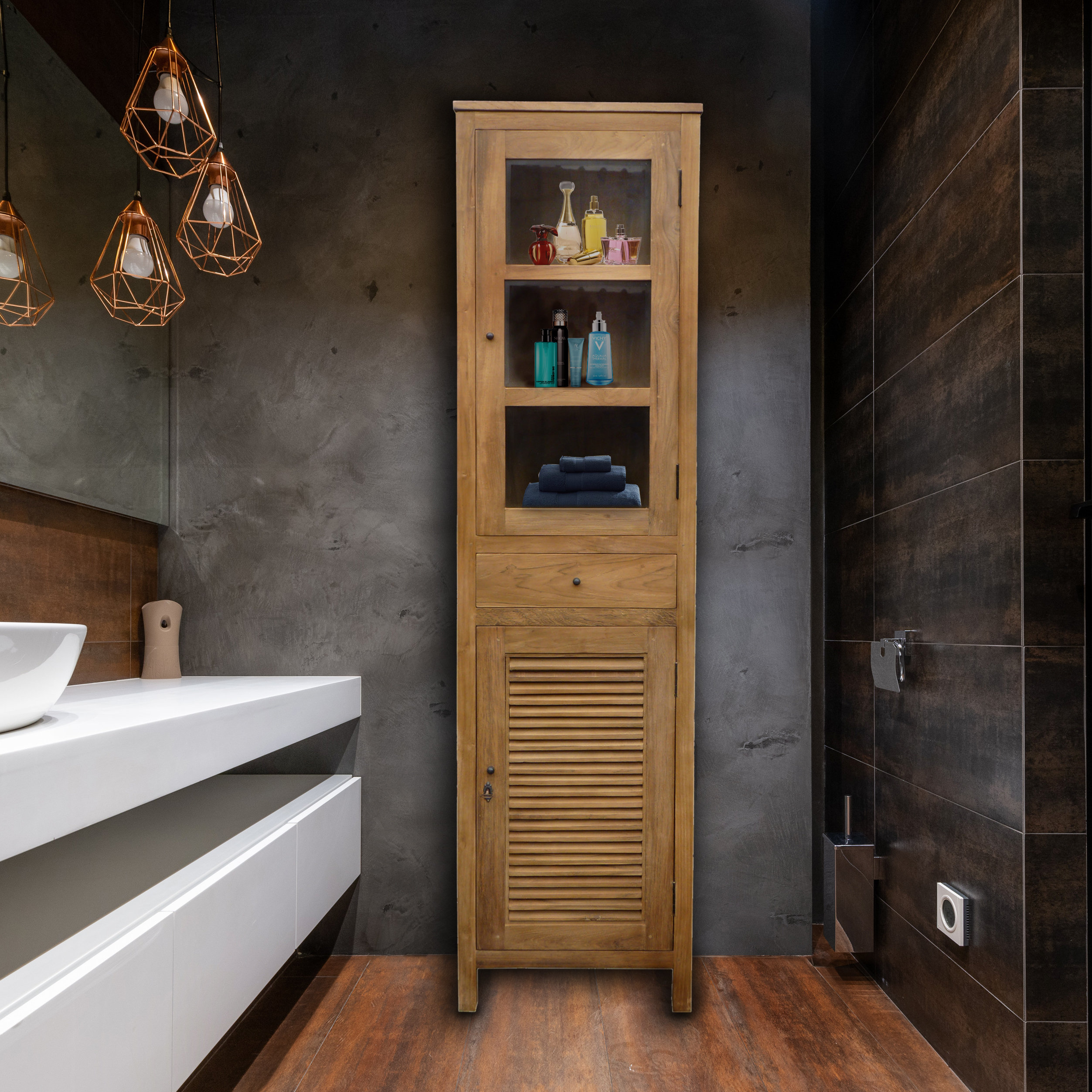 ChicTeak Solid Wood Freestanding Linen Cabinet | Wayfair