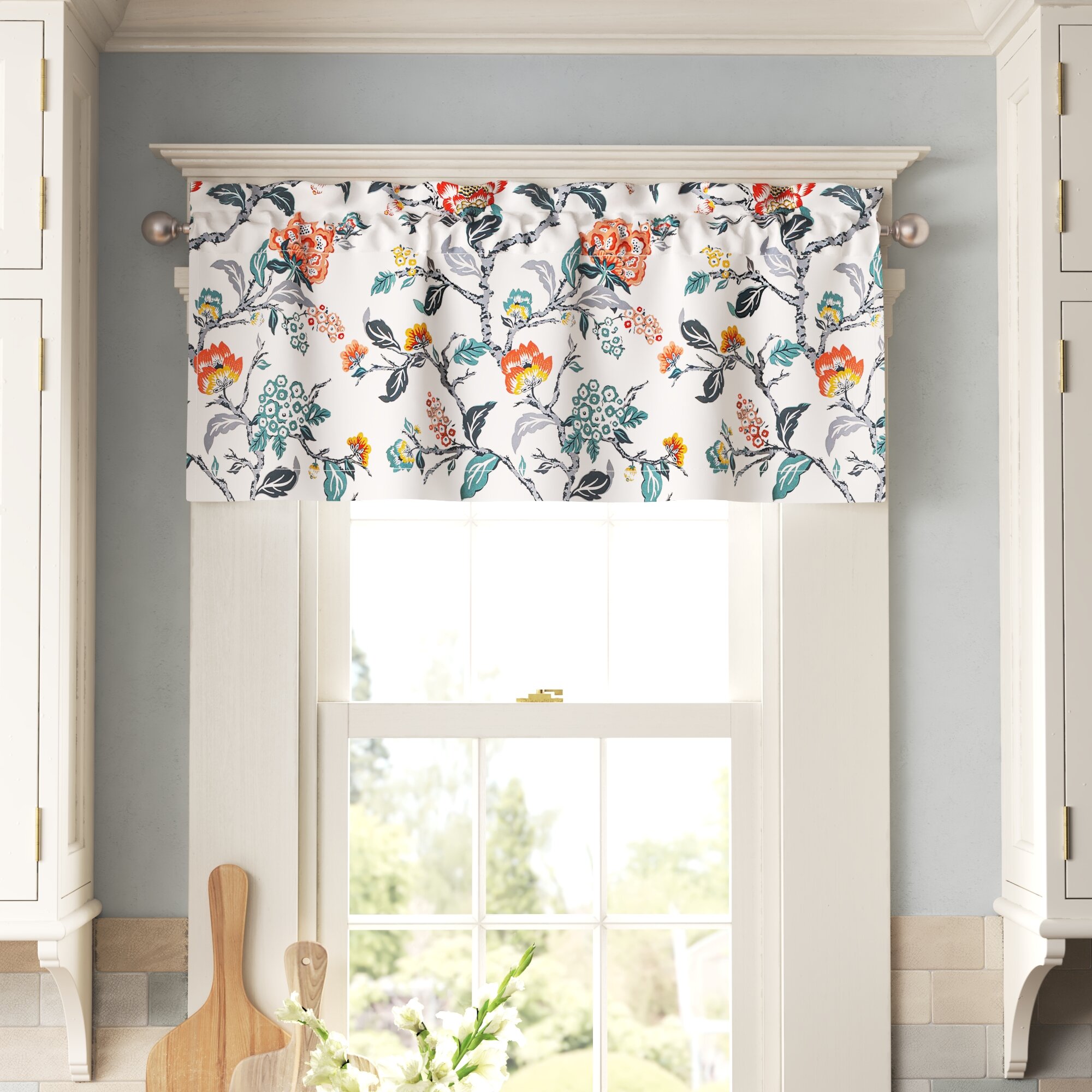 Lark Manor Carbajal Floral Tailored 52'' Window Valance in Multicolored ...
