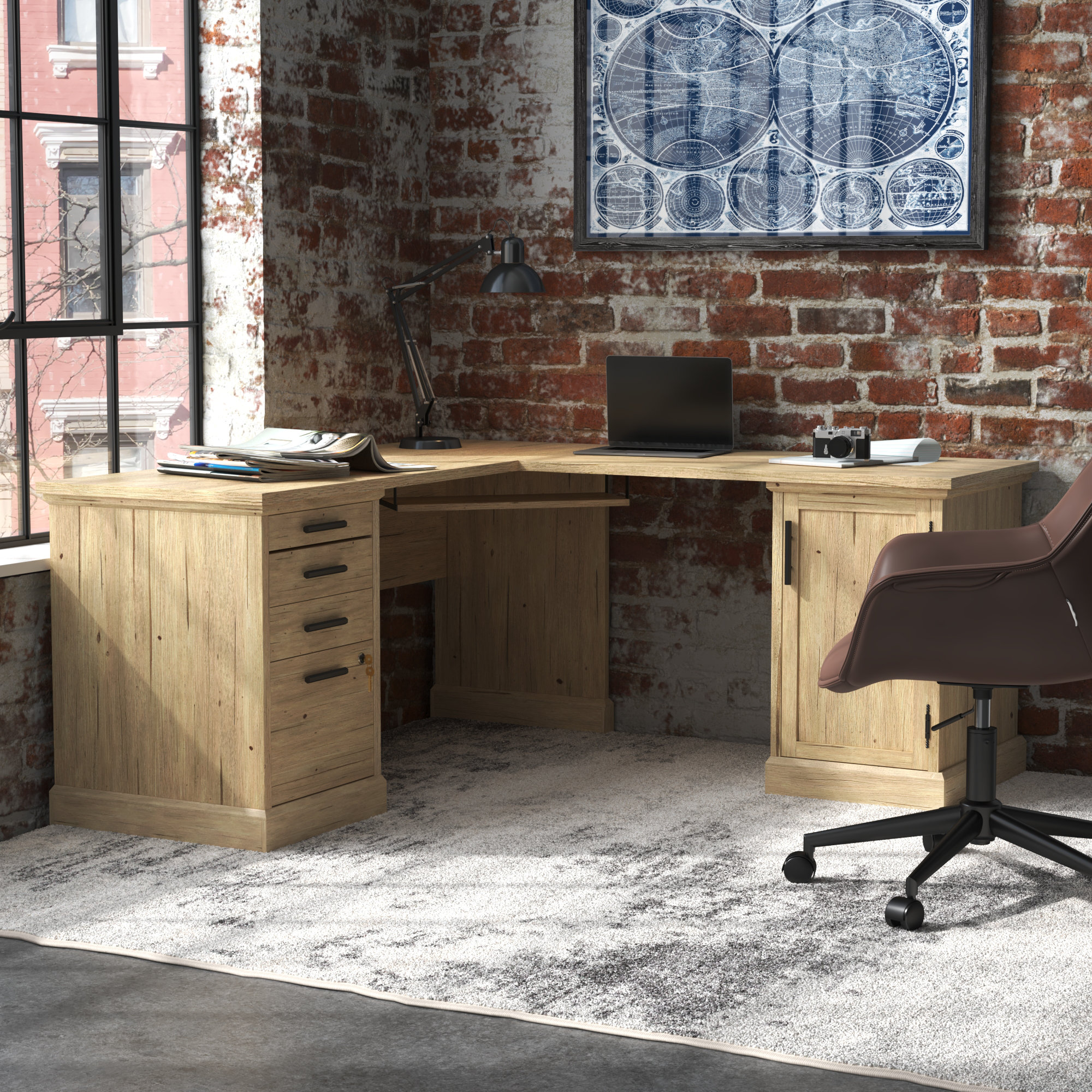 Steelside™ Harlan LShape Executive Desk & Reviews Wayfair