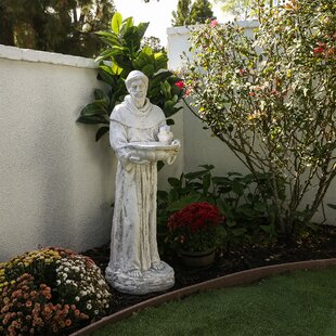 Francis Statue with Bird Feeder St Garden Decor Bits and Pieces 