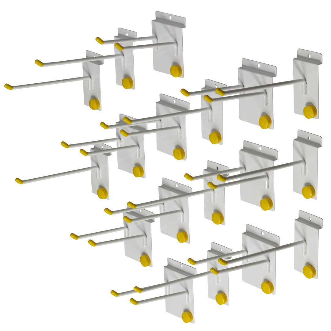GarageTek Inc. Garagetek® Slatwall Hooks (18 Pack) 9 Single Hooks & 9