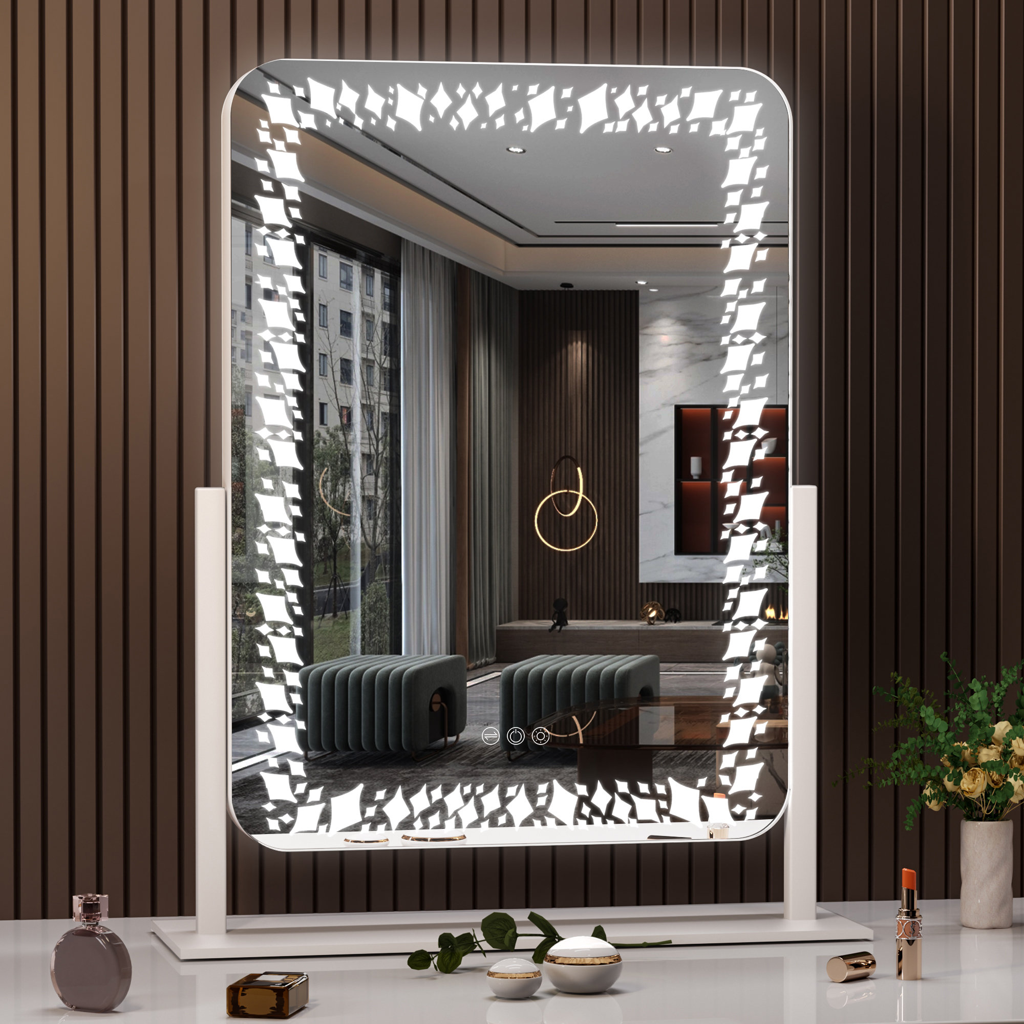Wrought Studio Dewi Rectangle LED Mirror Wayfair