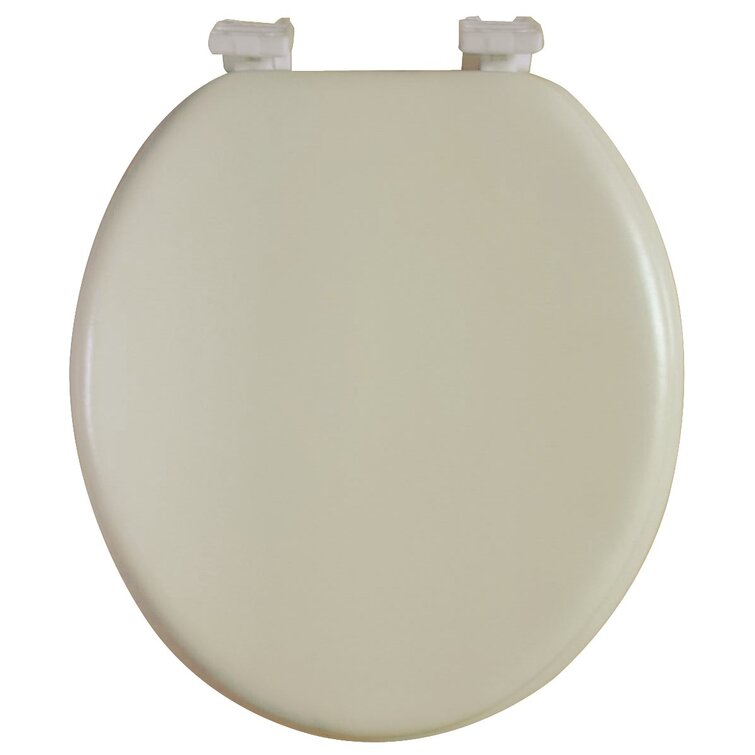 Bone Beige Soft Padded Toilet Seat Premium Cushion Standard Round Cover Comfort 