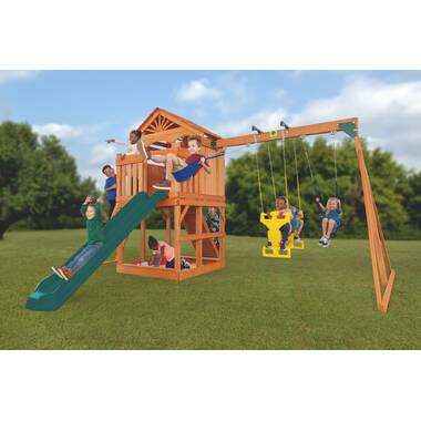 XDP Recreation Playground Galore Outdoor Backyard Kids Play Swing Set with Slide 