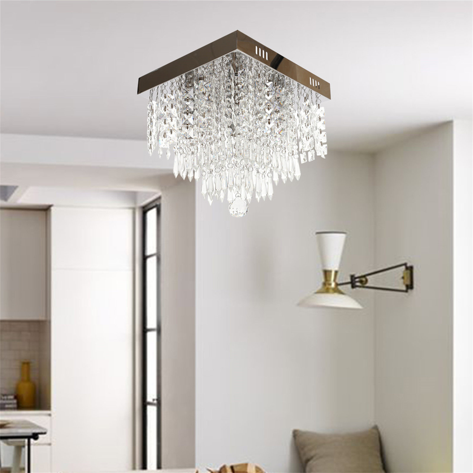 Rosdorf Park Annaliya Modern Crystal Chandelier Ceiling Light Raindrop
