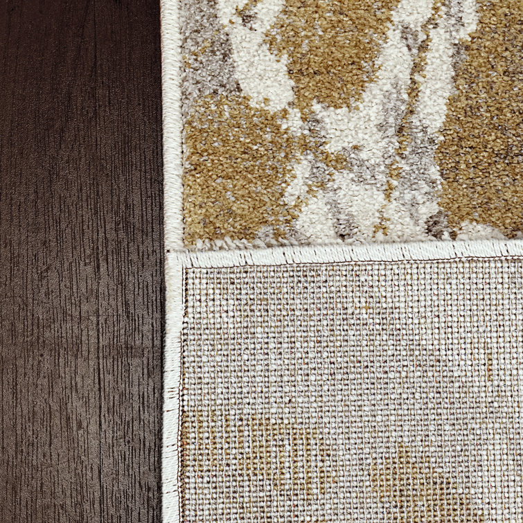 Ebern Designs Linney Performance Ivory/Gold Rug | Wayfair