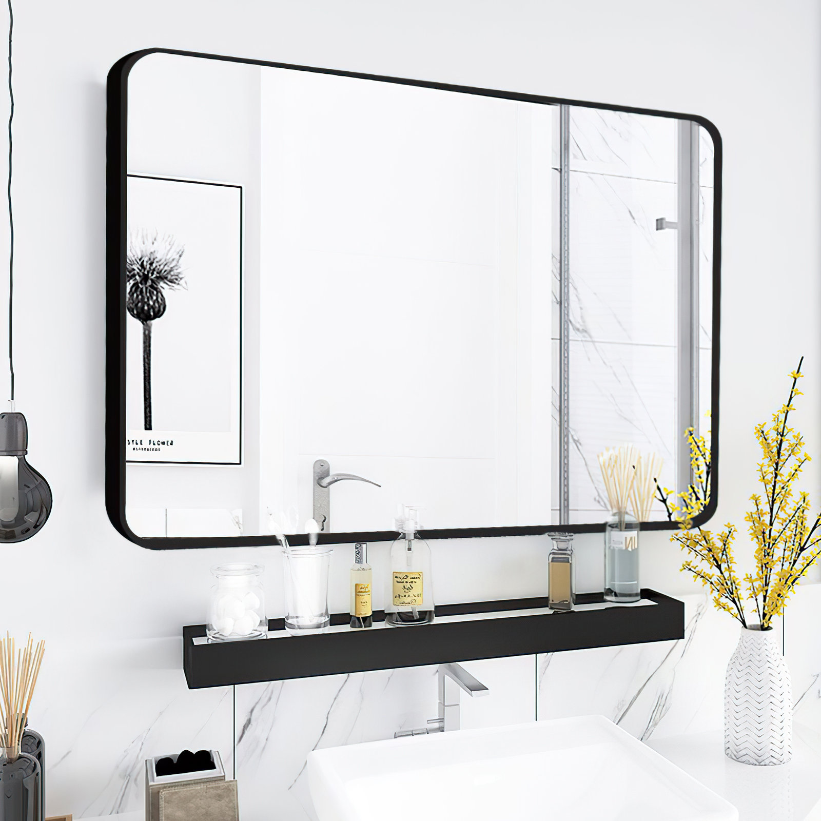17 Stories Holleigh Framed Bathroom Mirror, Rectangular Mirror With