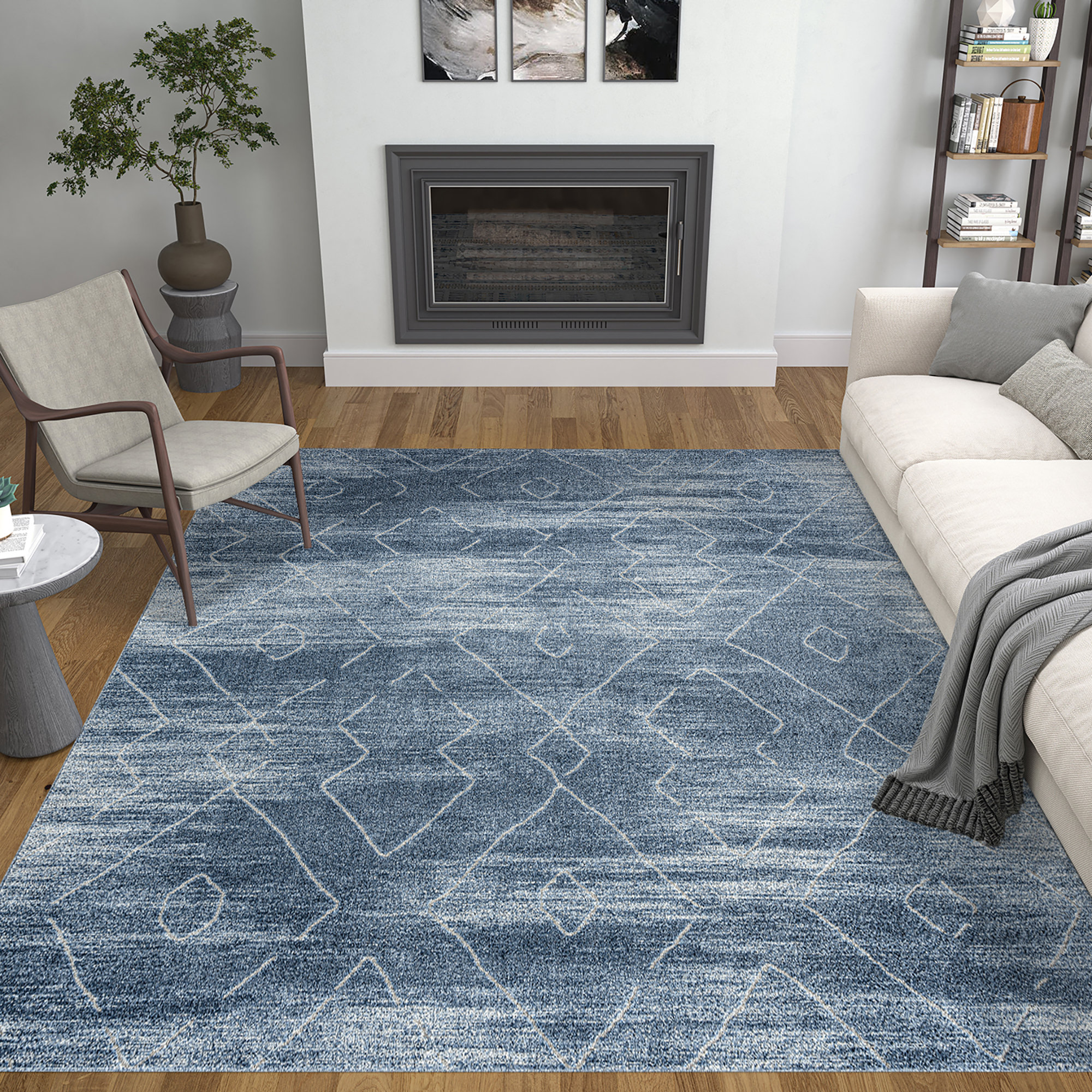 Union Rustic Aavin Geometric Blue/Gray Area Rug & Reviews Wayfair