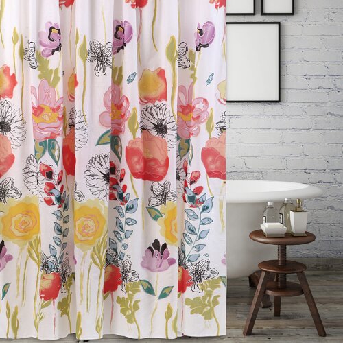 Winston Porter Bellario Floral Single Shower Curtain & Reviews | Wayfair