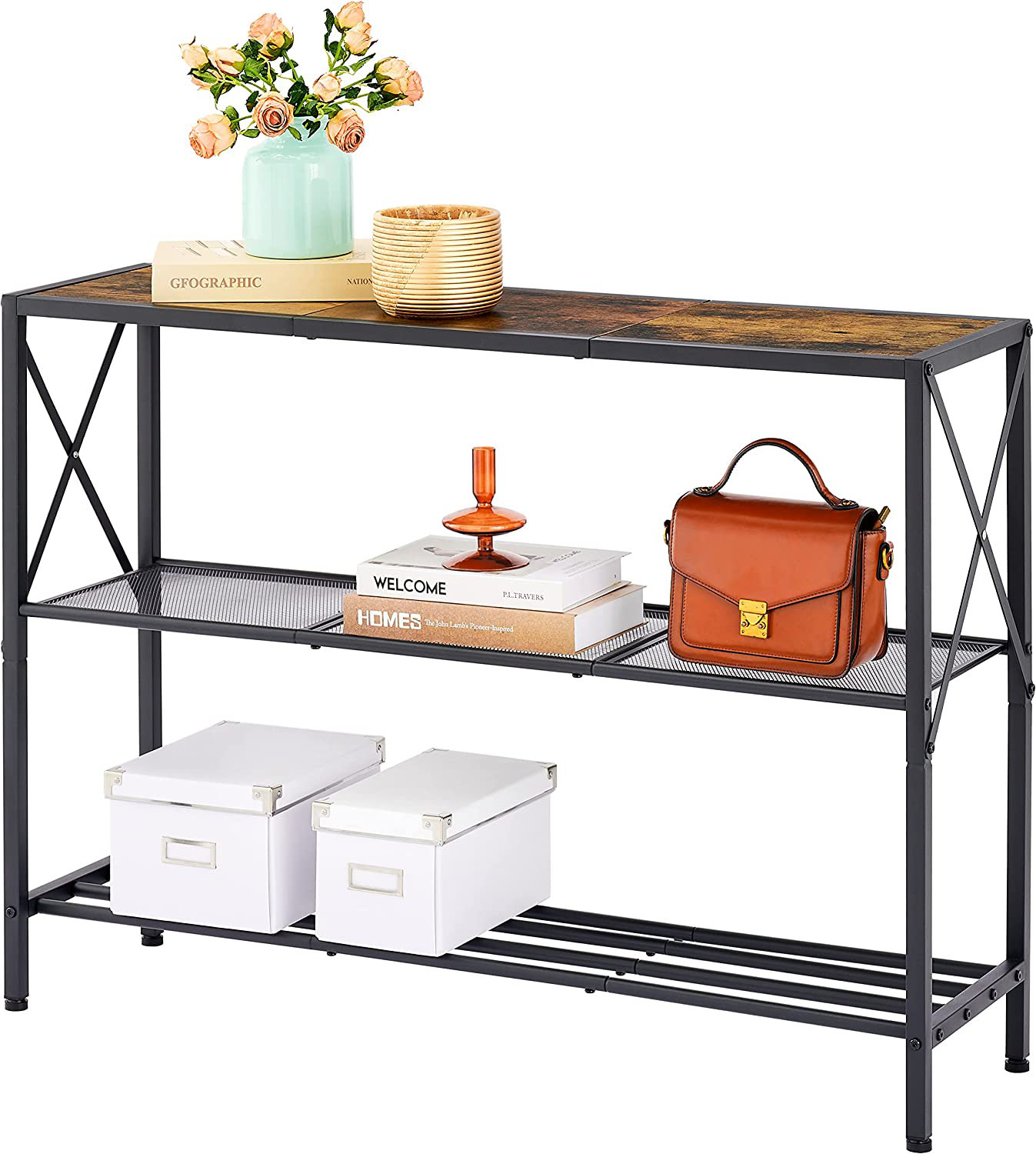17 Stories Industrial Console Table, 3 Tier Entryway Table, Hallway
