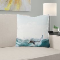 Cool Vintage Surf and Summer Apparel California Surfing Surfer Sunset Long Beach Throw Pillow 16x16 Multicolor