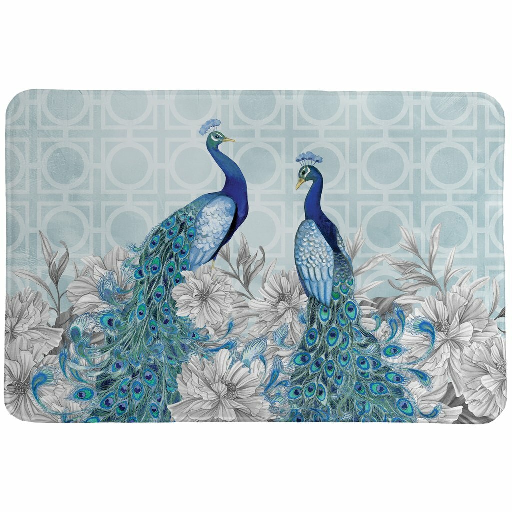 Gorgeous Peacock Feathers Floor Memory Foam Carpet Rug Non-slip Door Bath Mat 
