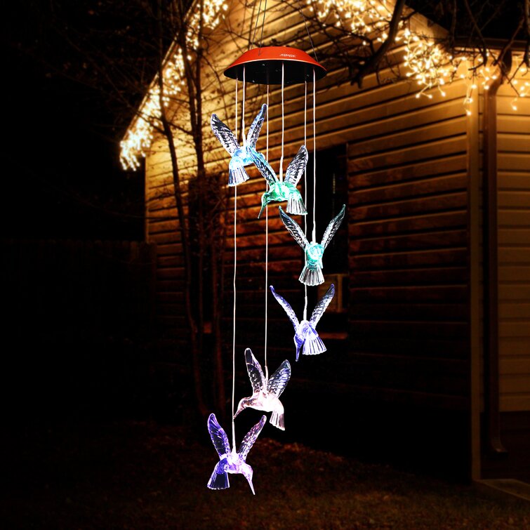 ColorChanging LED Solar Powered Hummingbird Wind Chime Light Yard Garden Deco KY 