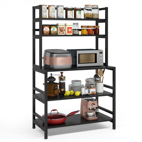 17 Stories Geyer 31.5'' Iron Standard Baker's Rack with Microwave ...