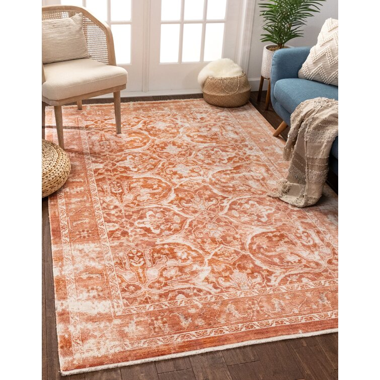 Heavy Woven Rug High Pile Modern Carpet Beige Terracotta Living Area Floor Mats 