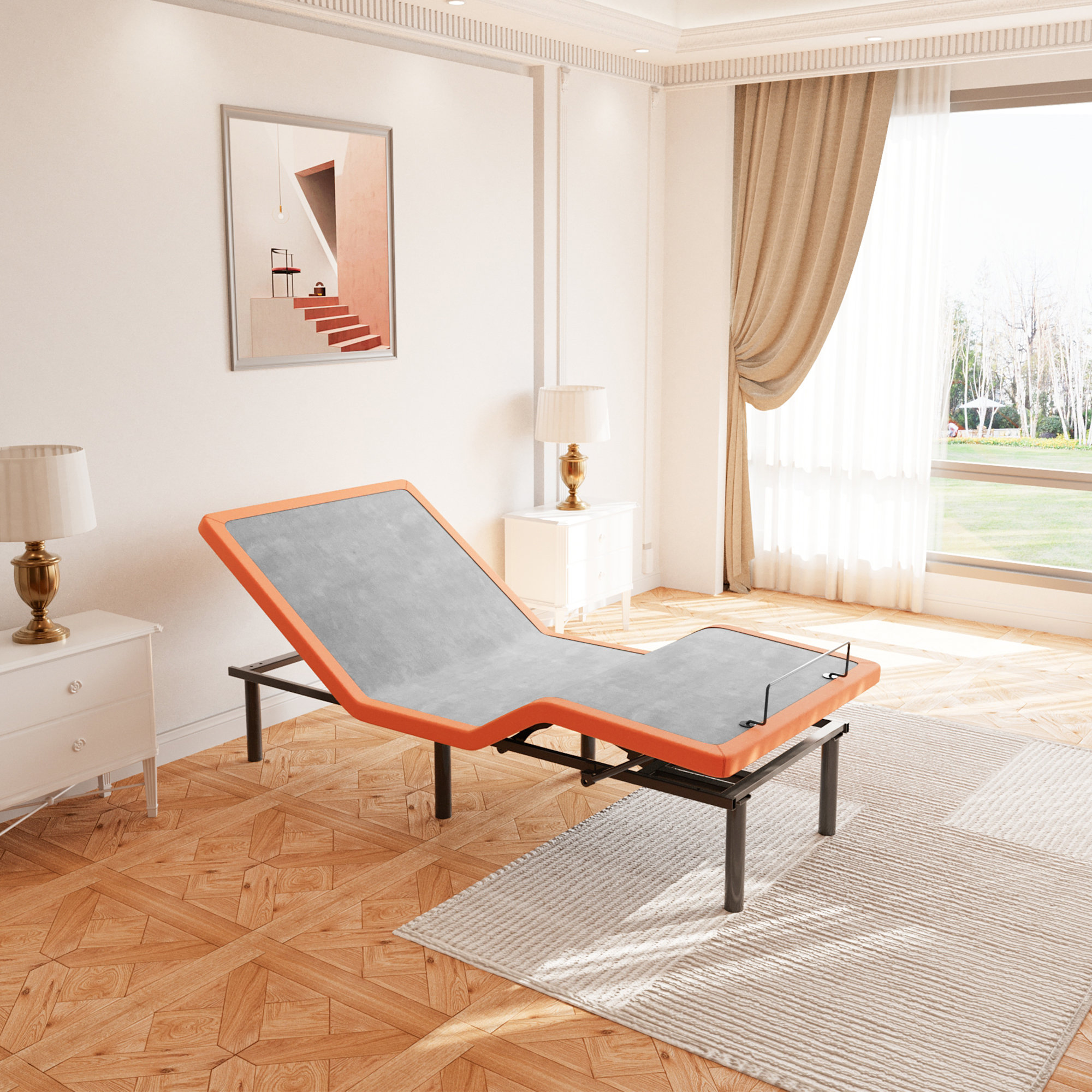 ESHINE Adjustable Bed Frame Smart Bed Ergonomic Electric Bed Base, Foot & Head Incline, APP