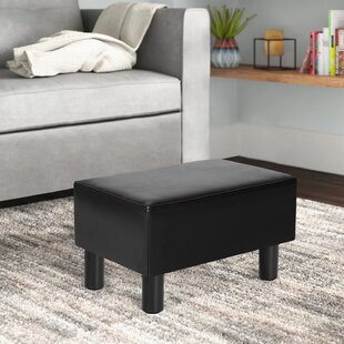 Modern Padded Wooden Footstool Ottoman Square Round Rectangle 3 Styles & Colours 