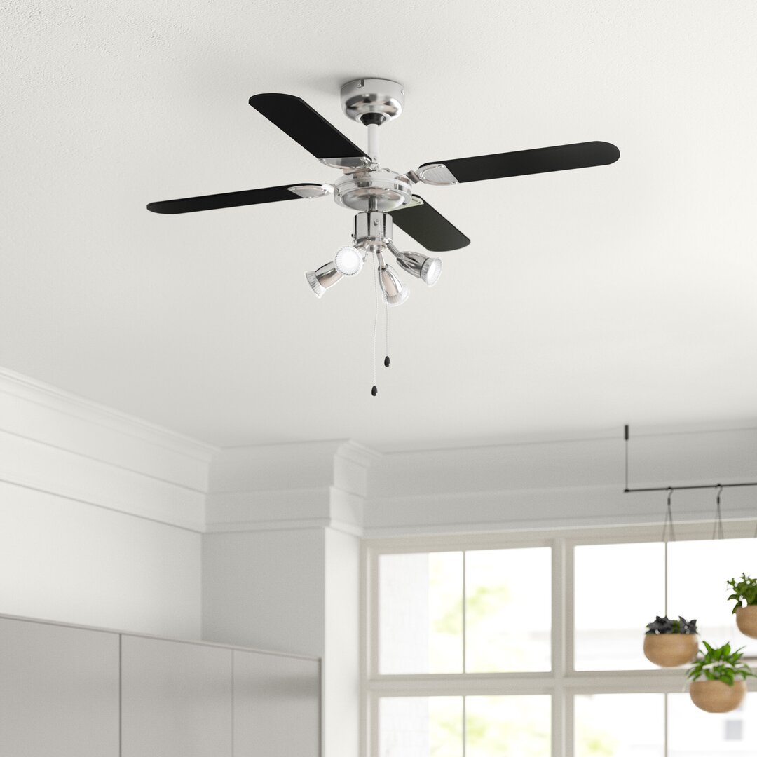 106Cm Lenora 4 - Blade Ceiling Fan with Pull Chain and Light Kit Included black,gray