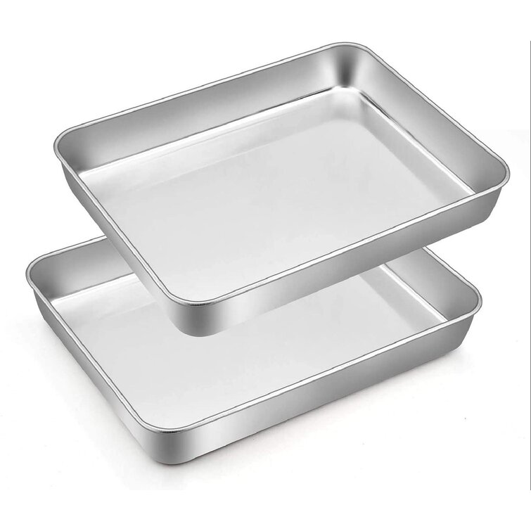 Heavy Duty Rectangular Stainless Steel Lasagna Roasting Baking Tray with Grill 
