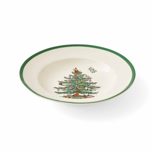 Kisangel Santa Christmas Themed Winter Holiday Ceramic Accent Plate Ceramic Dish Tableware 