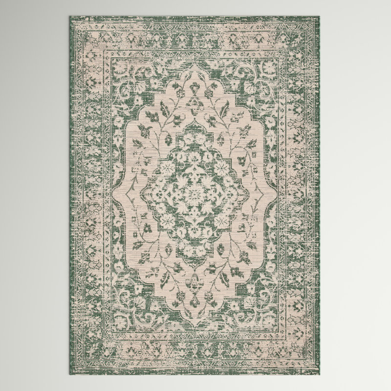 Andover Mills™ Flynt Beige/Dark Green Indoor/Outdoor Rug & Reviews ...