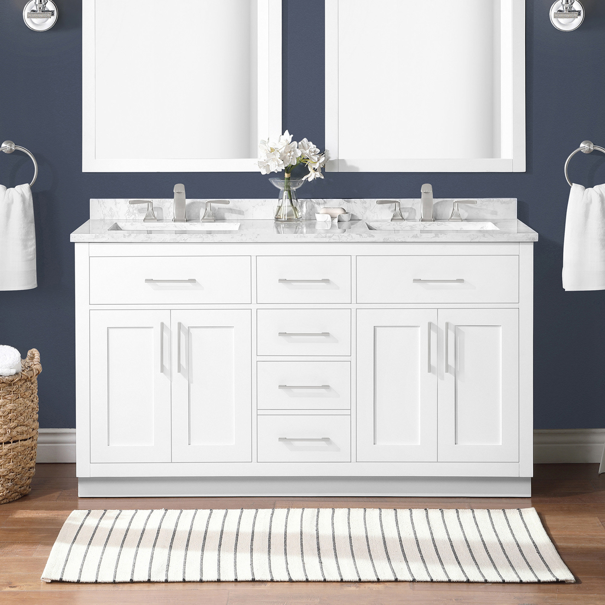 Wade Logan® Sauget 60'' Freestanding Double Bathroom Vanity with