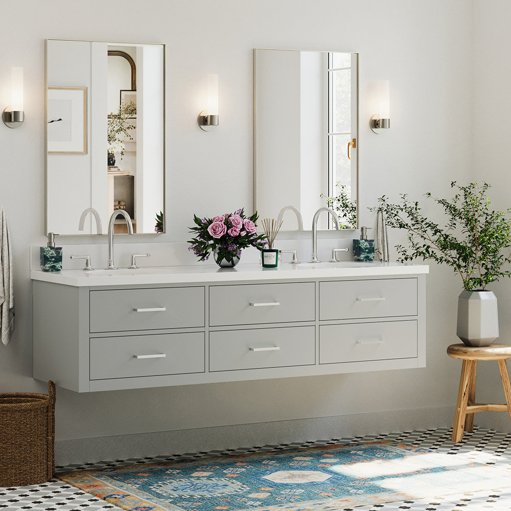 Latitude Run® Levente 73'' Wall Mounted Double Bathroom Vanity with