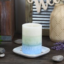 Yummi Pillar Candle Set Of 4 Blue Unscented Candles 35/55hr 