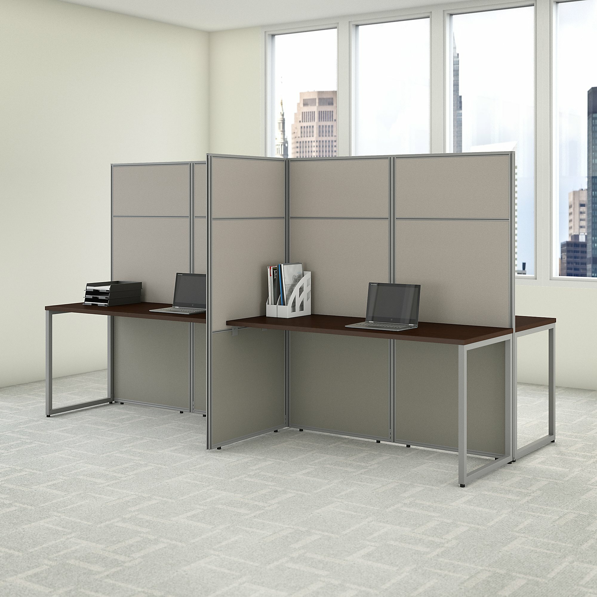 Bush Business Furniture Easy Office 4 Person Desk Workstation with Panels  Cubicle | Wayfair