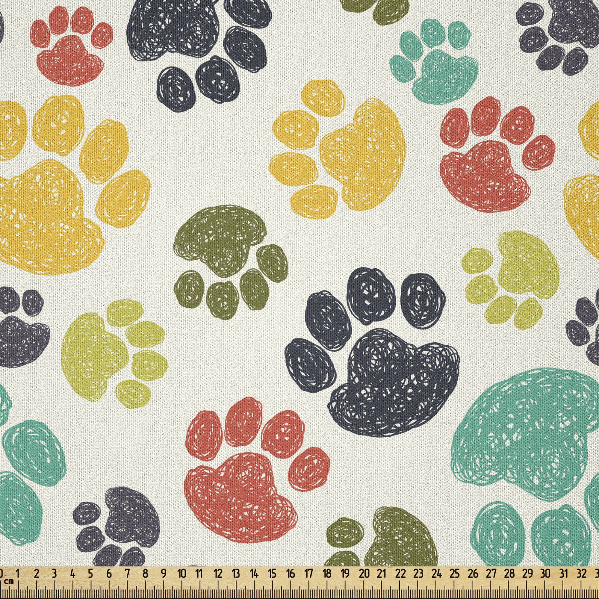 East Urban Home Dog Lover Fabric By The Yard, Hand Drawn Paw Print Doodles  Circular Pattern Children Drawing Style Animal, Microfiber Fabric For Arts  And Crafts Textiles & Decor, 1 Yard, Multicolor |
