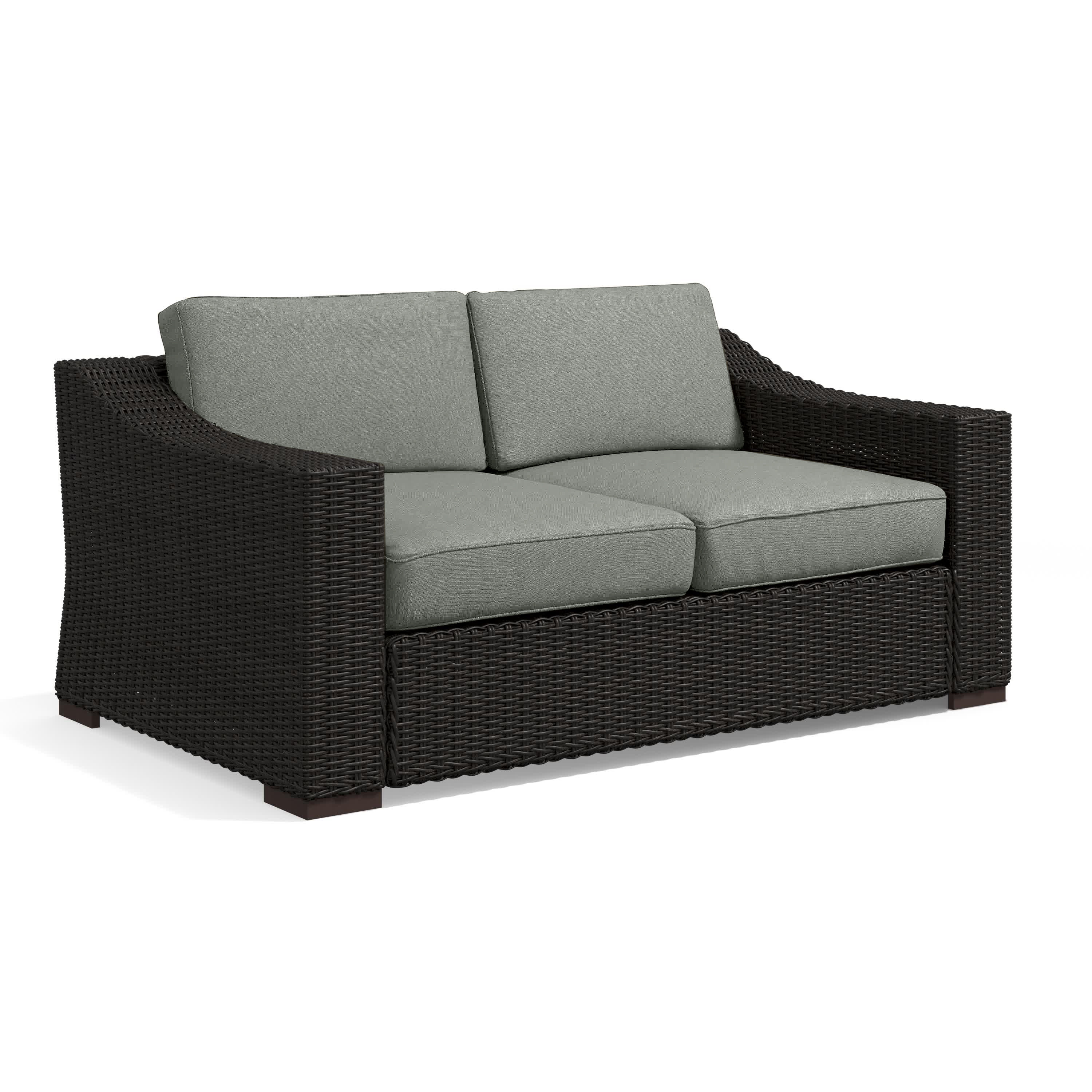 Glenwillow Home 56.5'' Wide Outdoor Wicker Loveseat with Cushions Wayfair