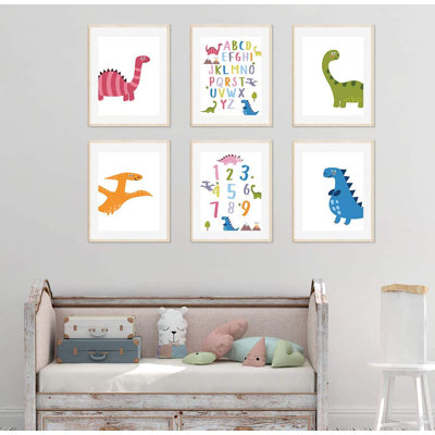 Harriet Bee Destry Colorful Dinosaurs Alphabet Numbers 6-Piece Set ...