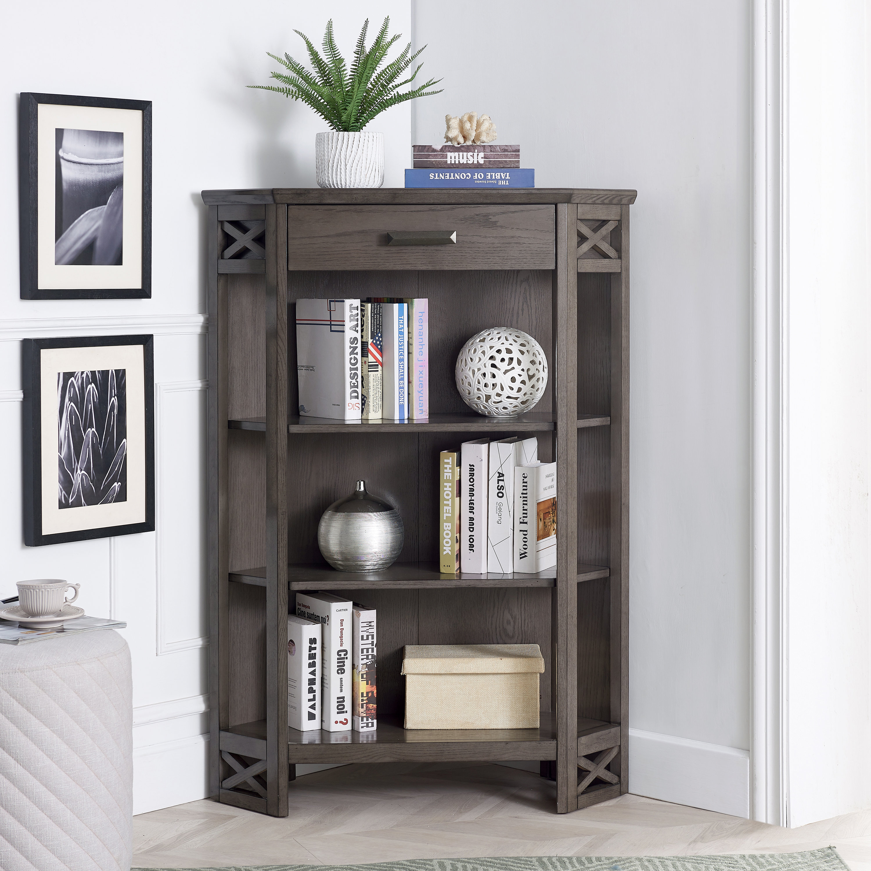 Gracie Oaks Marg 50'' H x 30'' W Corner Bookcase & Reviews Wayfair