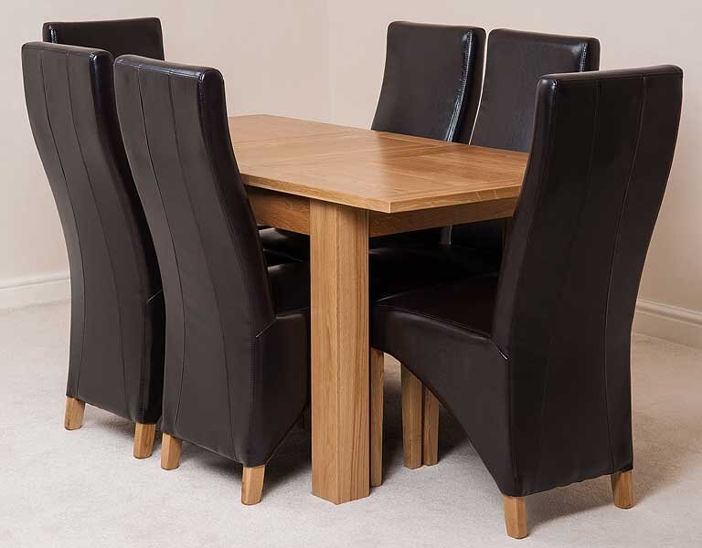 Riback Kitchen Dining Set with 6 Chairs brown