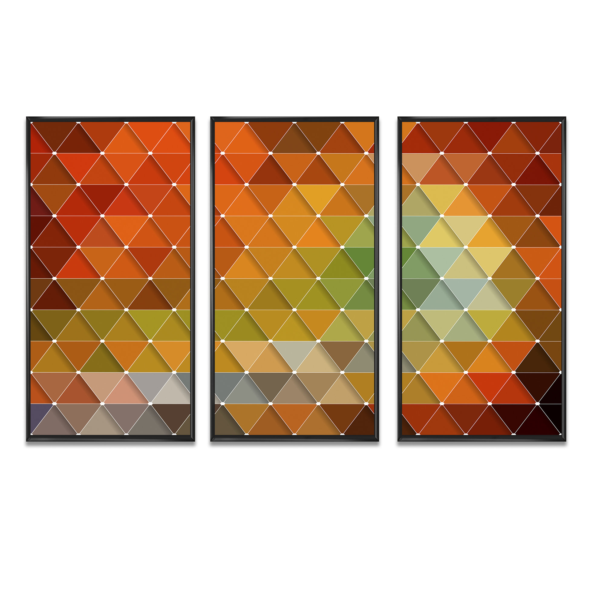 Oliver Triangular Geometry Red, Gray And Green 3 Piece Floater