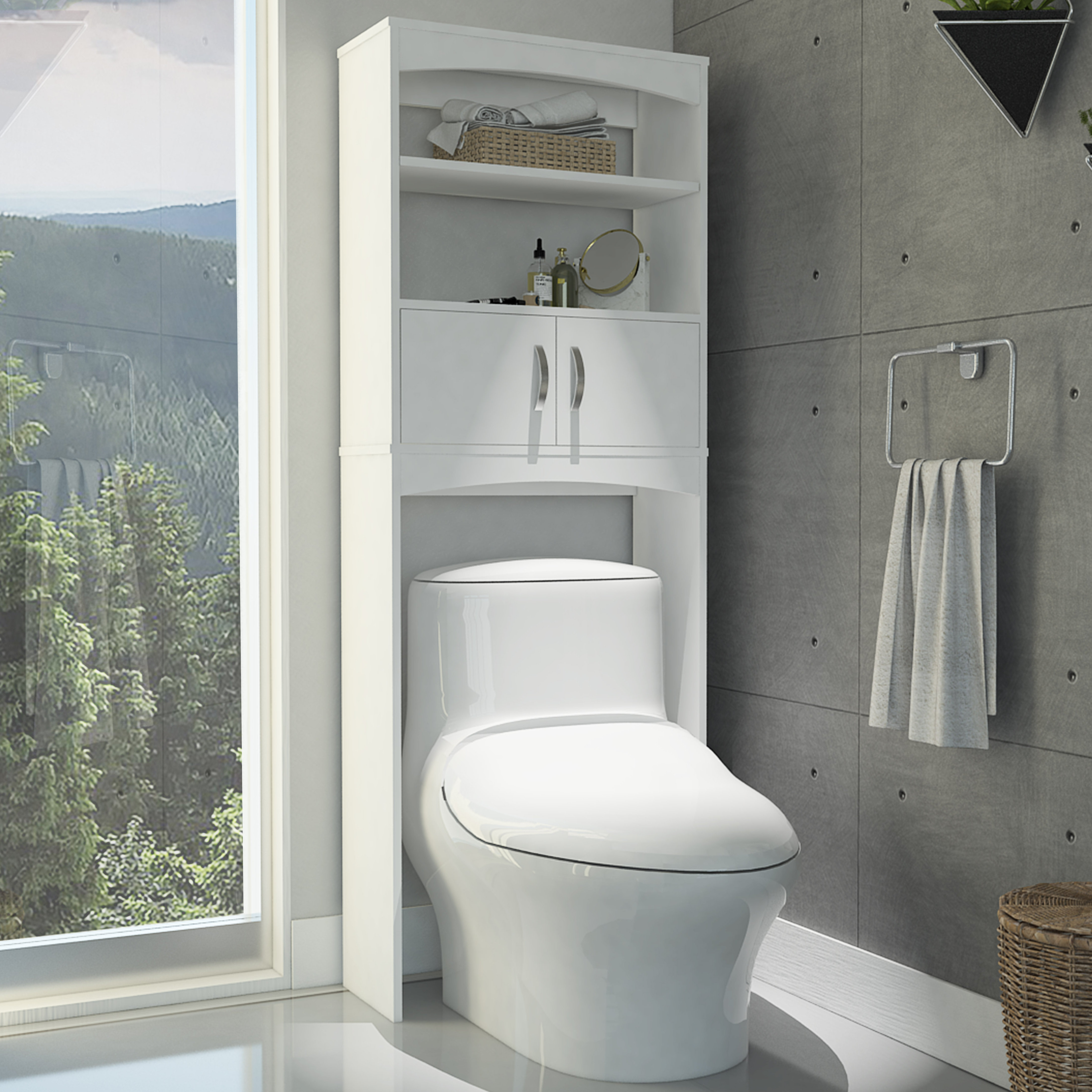 Latitude Run® Malta Over The Toilet with Double Doors and 2