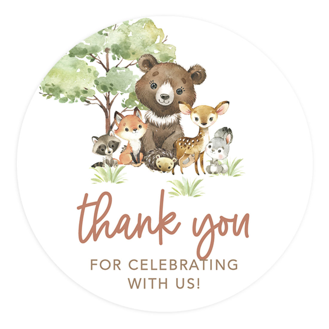 Koyal Wholesale Kids Party Favor Thank You For Celebrating With Us  Stickers, 80-Pack 2-Inch Round Woodland Animals Birthday Stickers For Kids,  Boys & Girls Sticker Labels For Baby Shower 1St Birthday |