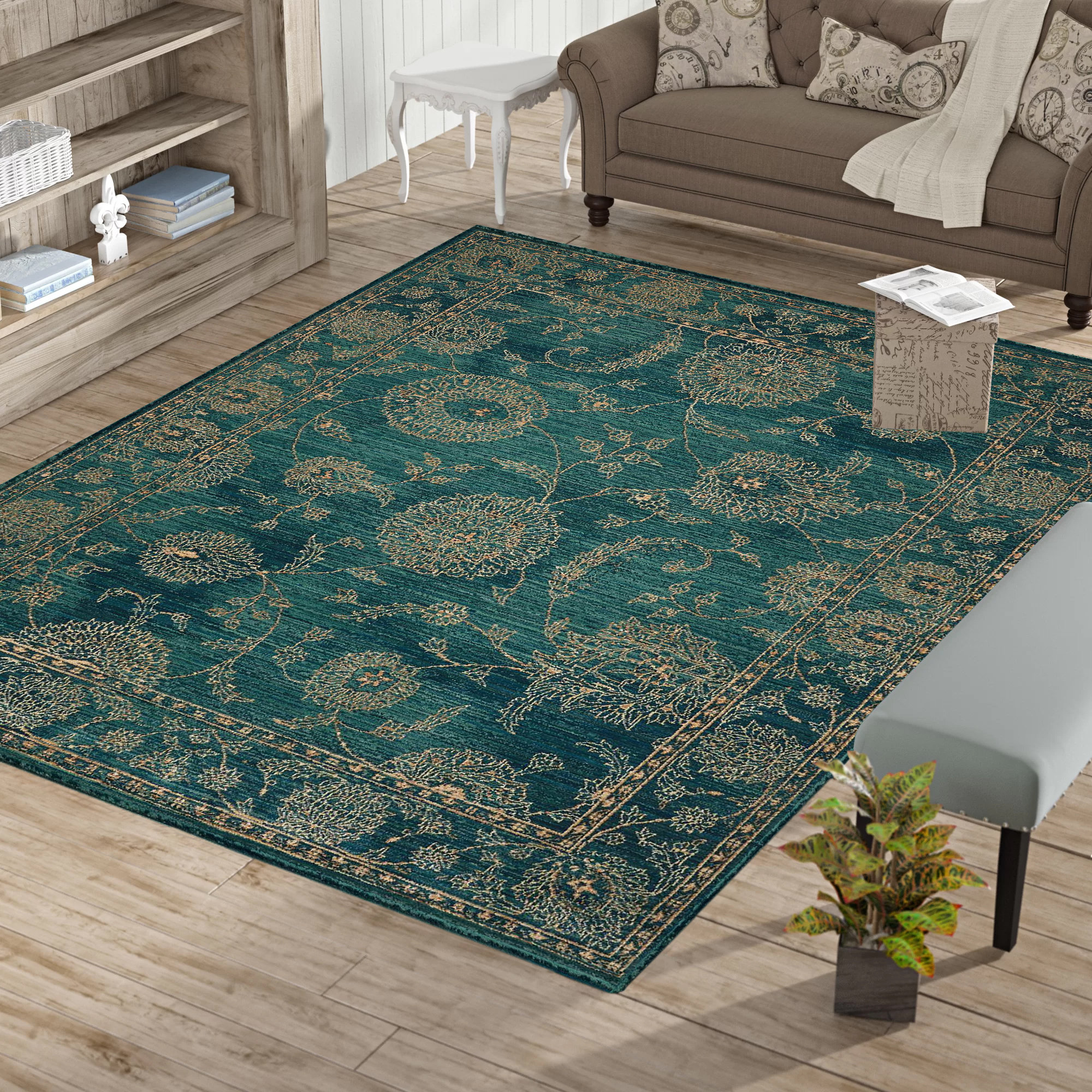 Bungalow Rose Blagdon Oriental Dark Teal Area Rug & Reviews Wayfair