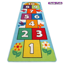 Skid-Proof Educational & Fun Hop & Count Nursery Amy & Delle Hopscotch Rug Sturdy Kid’s Floor Play Mat for Bedroom Durable Woven Floor Carpet Extra Large & Wide 72x48 Classroom 