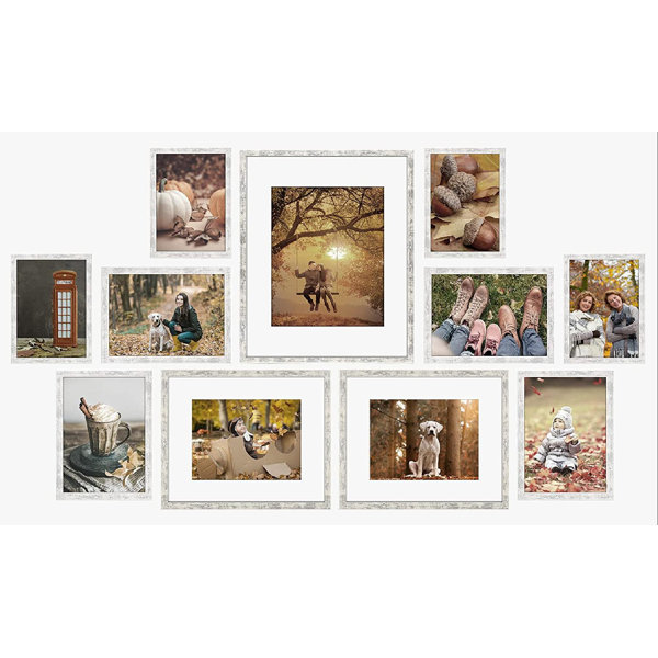 5x7 Rustic Wood Picture Frames with White Mat 4x6 Gallery Wall Photo Frame 6Pack 