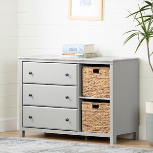 Large Grey Chest Of Drawers Storage Solution Wicker Baskets Wooden Furniture 