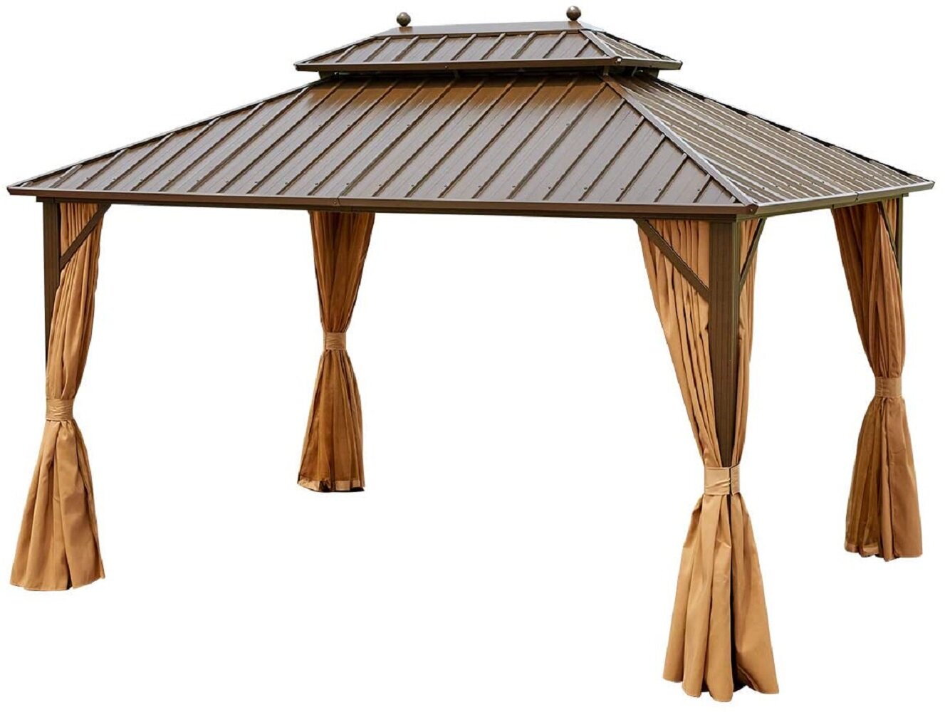 10'x13' Double Top Gazebo Canopy w/ Mesh Netting & Curtains Patio Garden Outdoor 