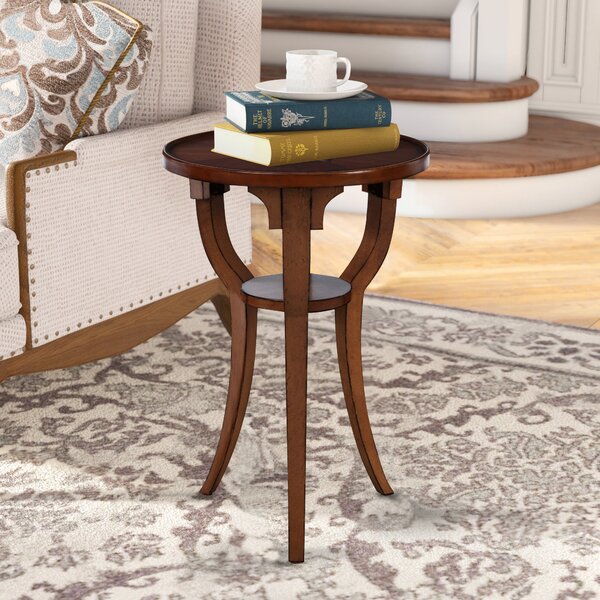 Round End Table Clear Glass Tabletop Lower Shelf Storage Espresso Finish