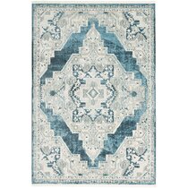 Blue knitted cotton rug with fringes Size 31\u00d721 excluding fringe.