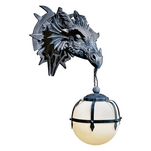 Ancient Medieval Dragon's Castle Illuminated 17" Wall Sculpture Lamp Sconce 