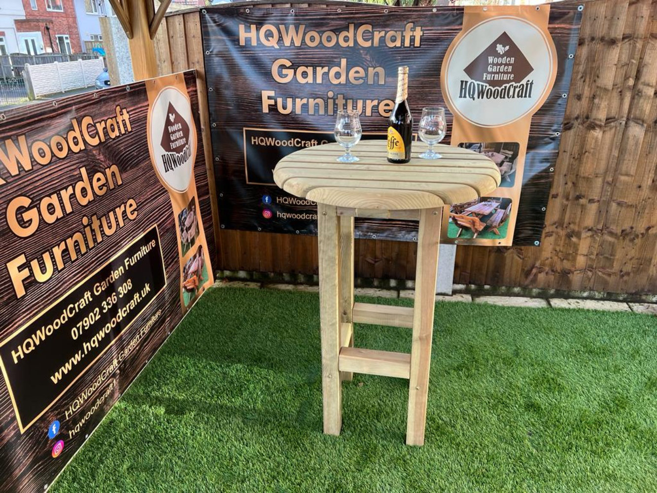 HQ WoodCraft Hand Made Chunky Wood Bar Table 88cm Wayfair.co.uk