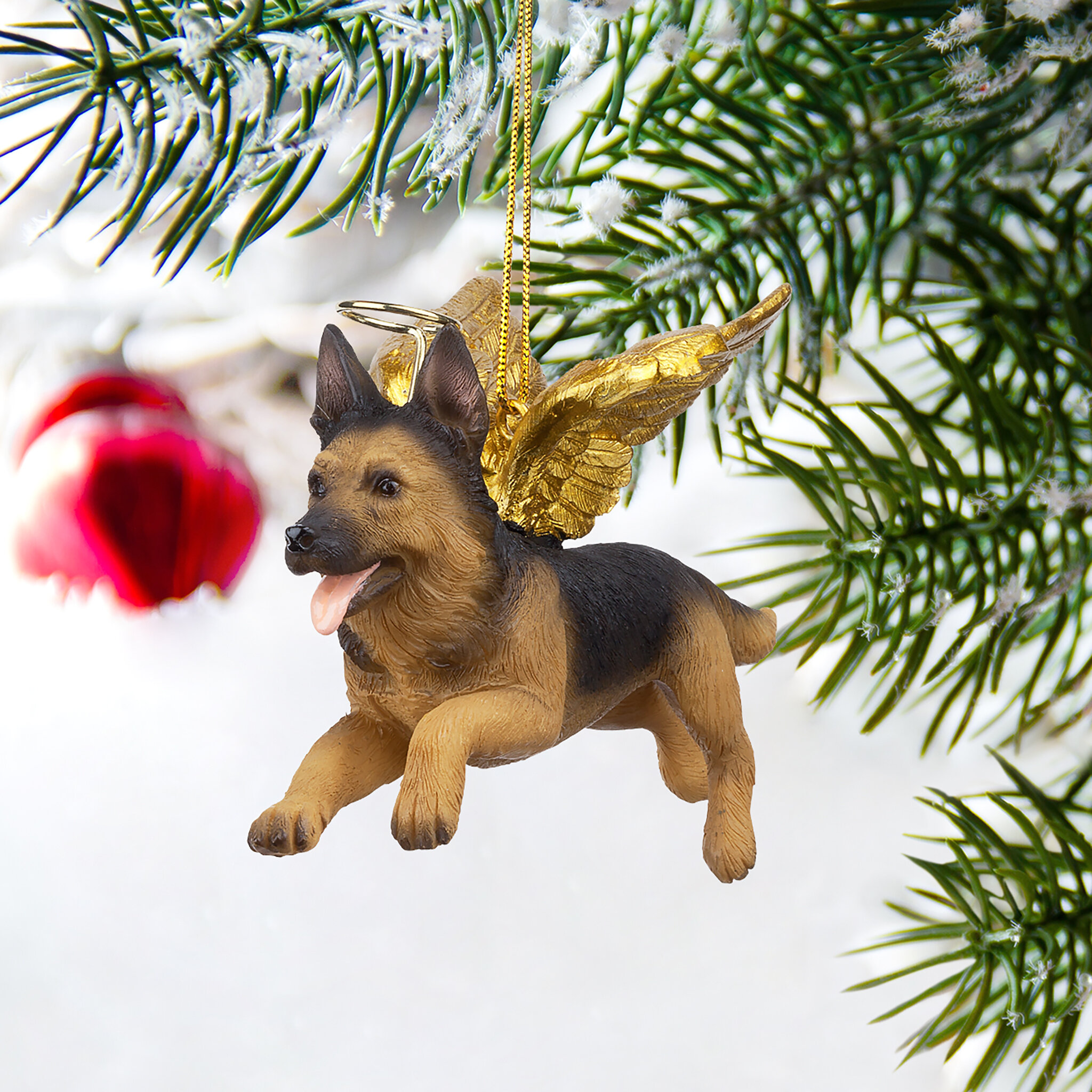 Black Angel Ornament German Shepherd Dog Figurine 